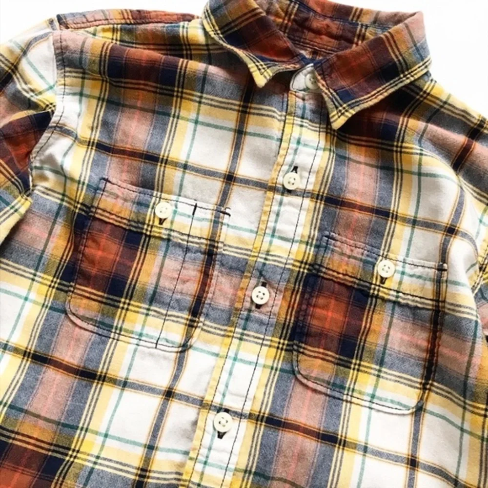 Gap kids plaid double layer button down EUC L(10Y)